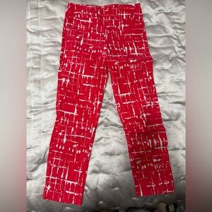 KRAZY LARRY PULL-ON PANTS stretcy Red Patterned elastic waist